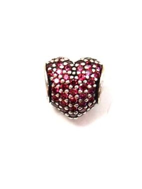 Pink Pave Heart Charm Bead